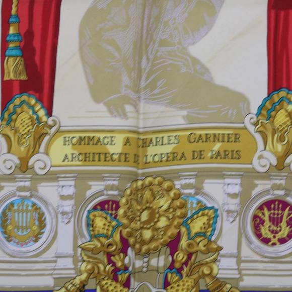 HERMES Carre 90 ARCHITECTE DE L'OPERA DE PARIS Scarf Silk Blue Auth bs12077 - Picture 13 of 16